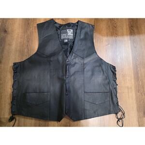 USA Biker Dream Apparel Black Leather Vest Men’s 54